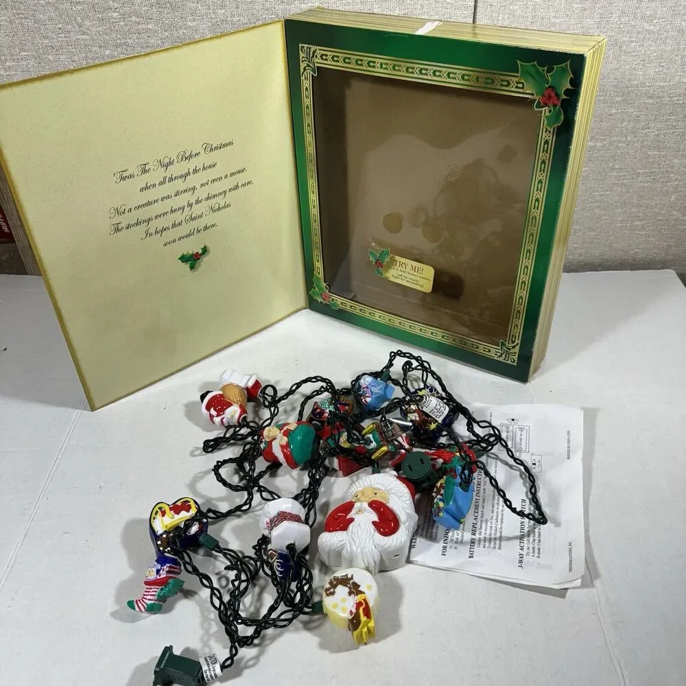 Vintage The Night Before Christmas Storytelling Light Strand Music Works Video